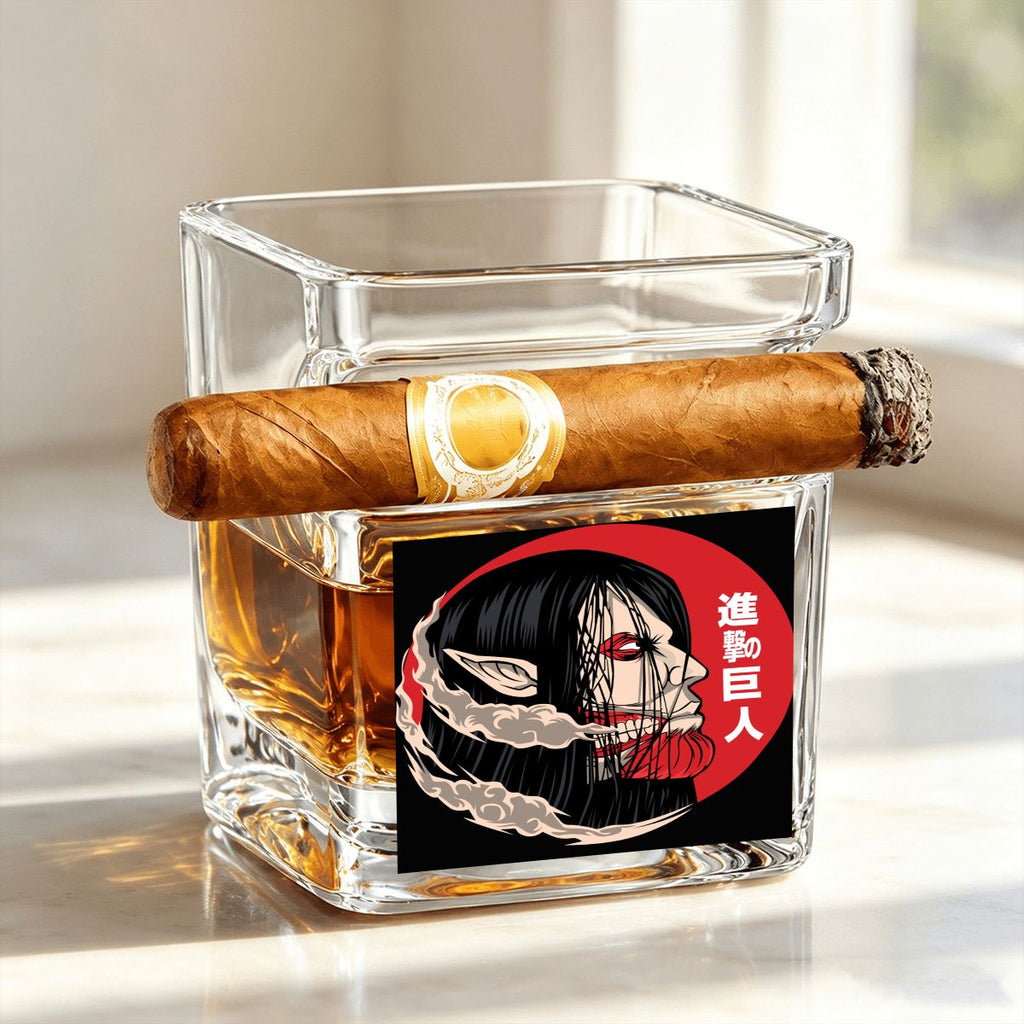 Crimson Titan | Whiskey Glass with Cigar Holder