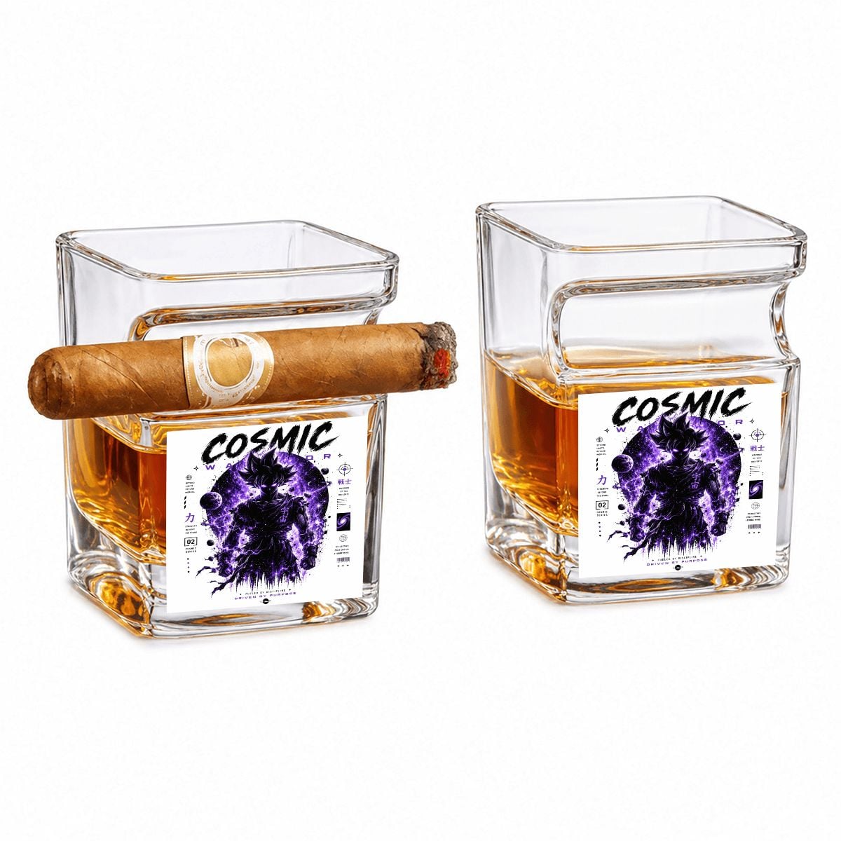 Cosmic Warrior | Whiskey Glass with Cigar Holder