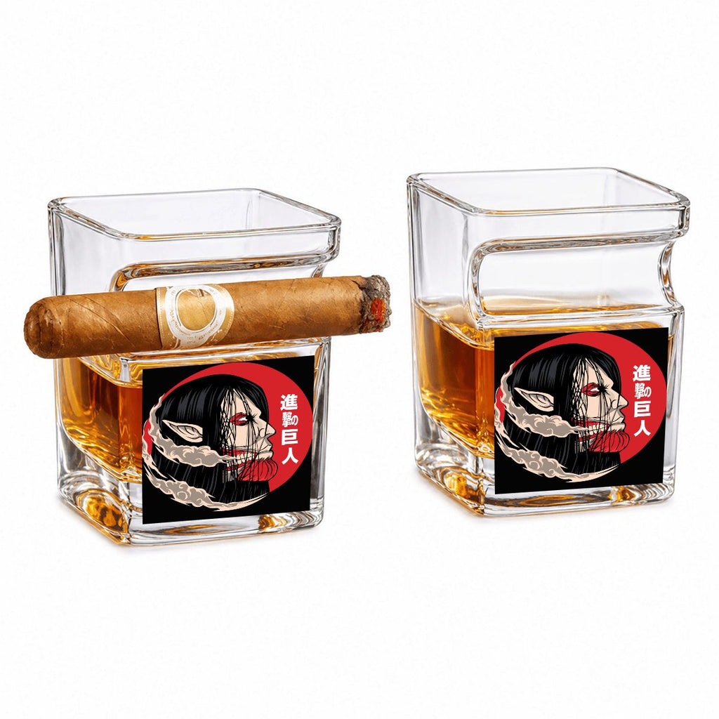 Crimson Titan | Whiskey Glass with Cigar Holder