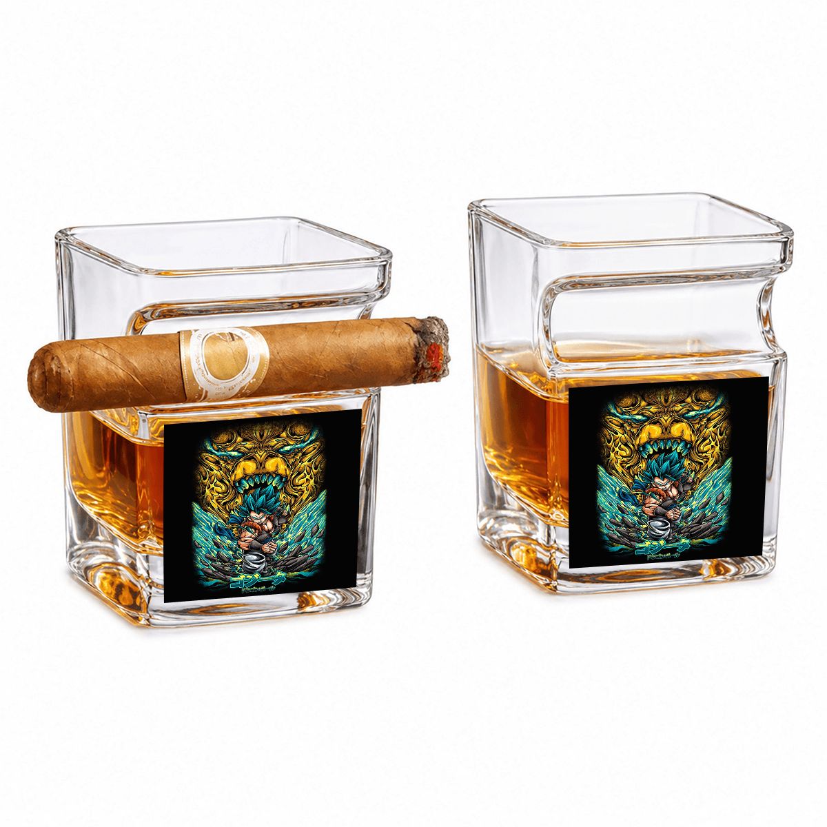 Electric Ascension | Whiskey Glass with Cigar Holder