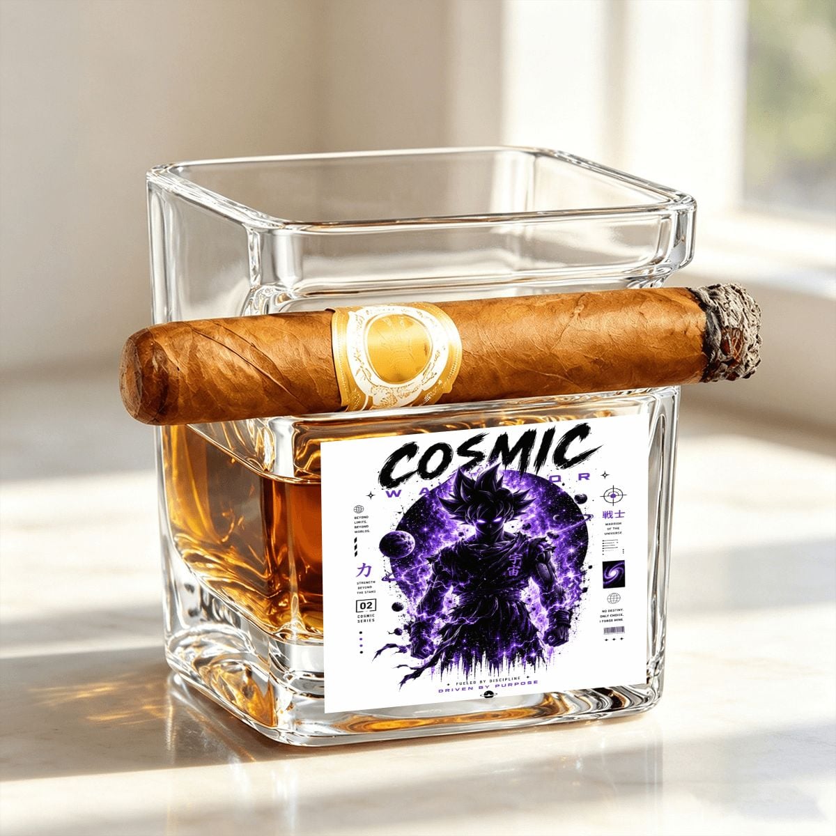 Cosmic Warrior | Whiskey Glass with Cigar Holder