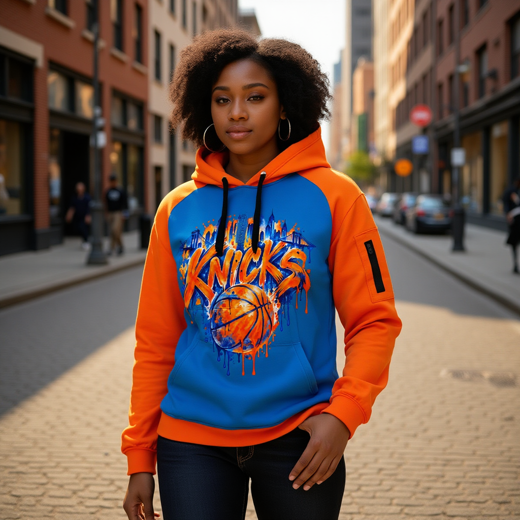 Knicks 1 Fleece Half-Zip Hoodie With Arm Pockets