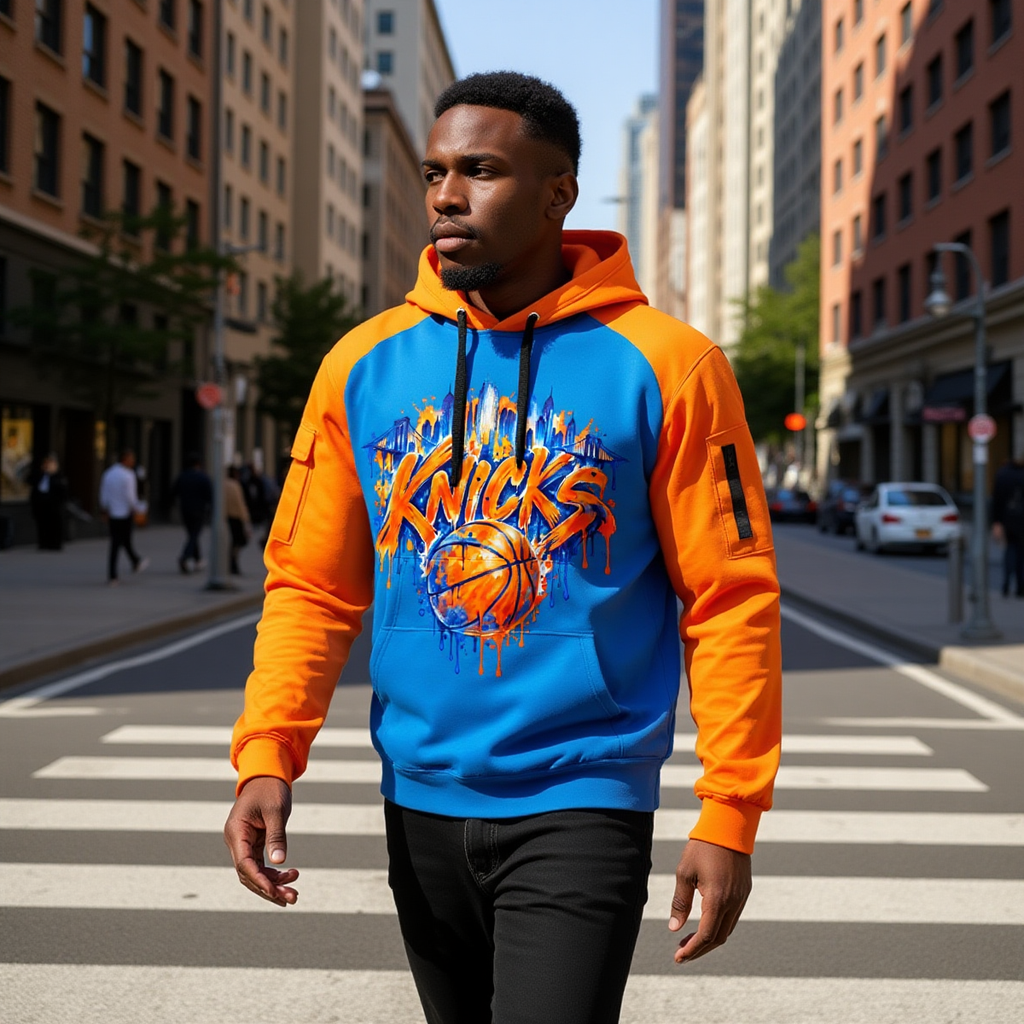 Knicks 1 Fleece Half-Zip Hoodie With Arm Pockets