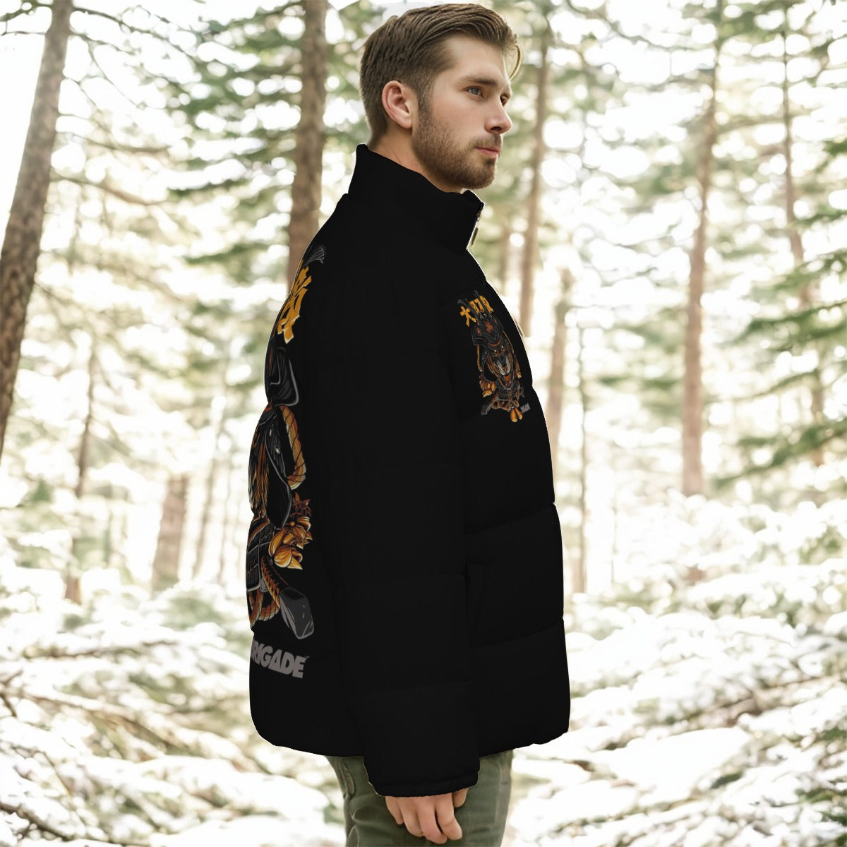 All-Over Print Unisex Stand-up Collar Down Jacket amine