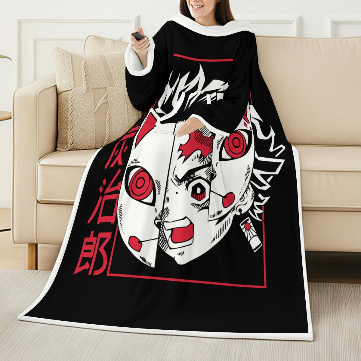 All-Over Print Cozy Wearable Blanket with Sleeves - Standout