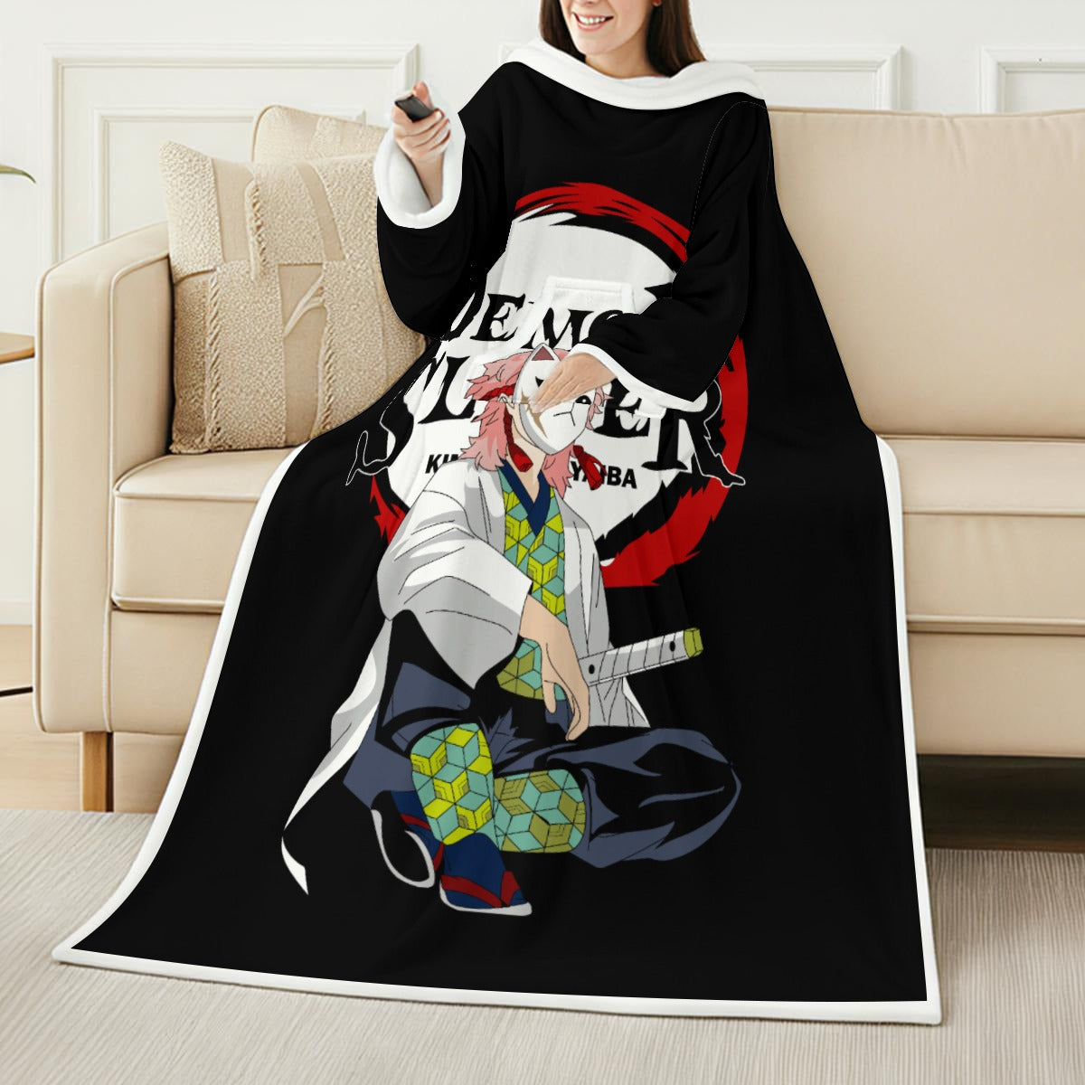 All-Over Print Cozy Wearable Blanket with Sleeves - Standout