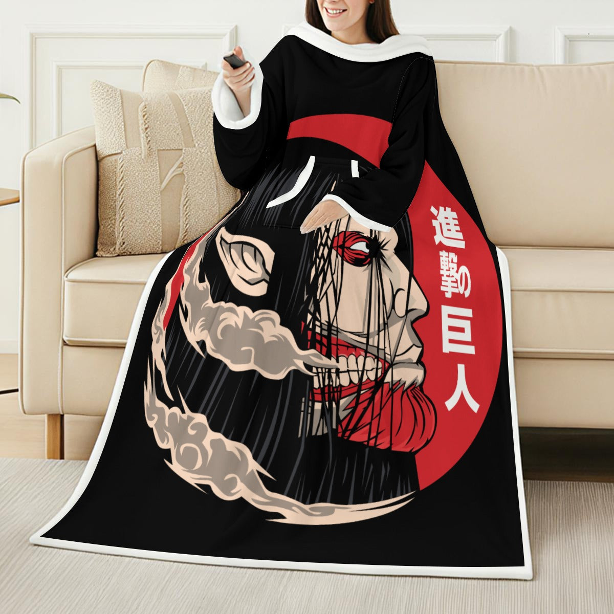 All-Over Print Cozy Wearable Blanket with Sleeves - Standout