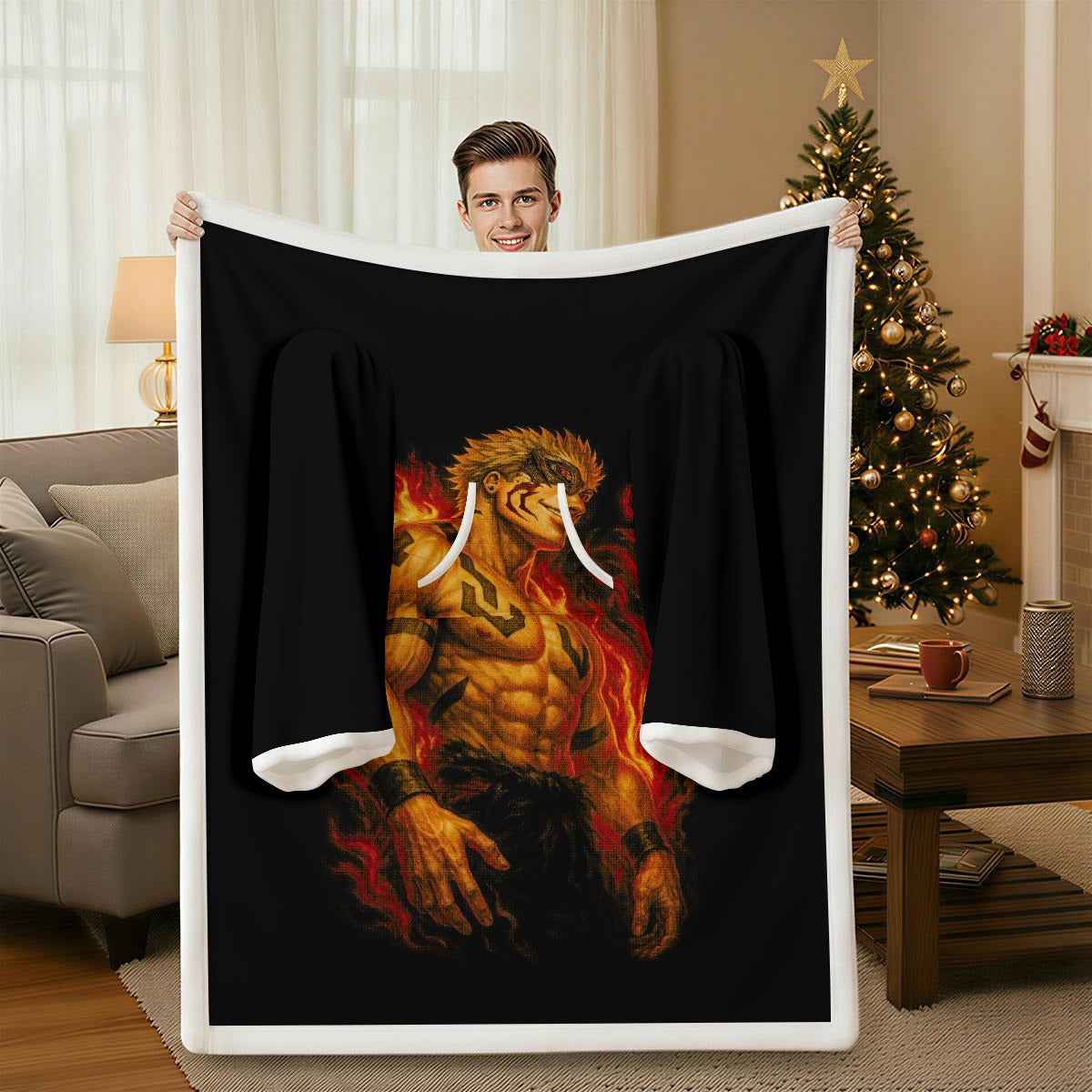 All-Over Print Cozy Wearable Blanket with Sleeves