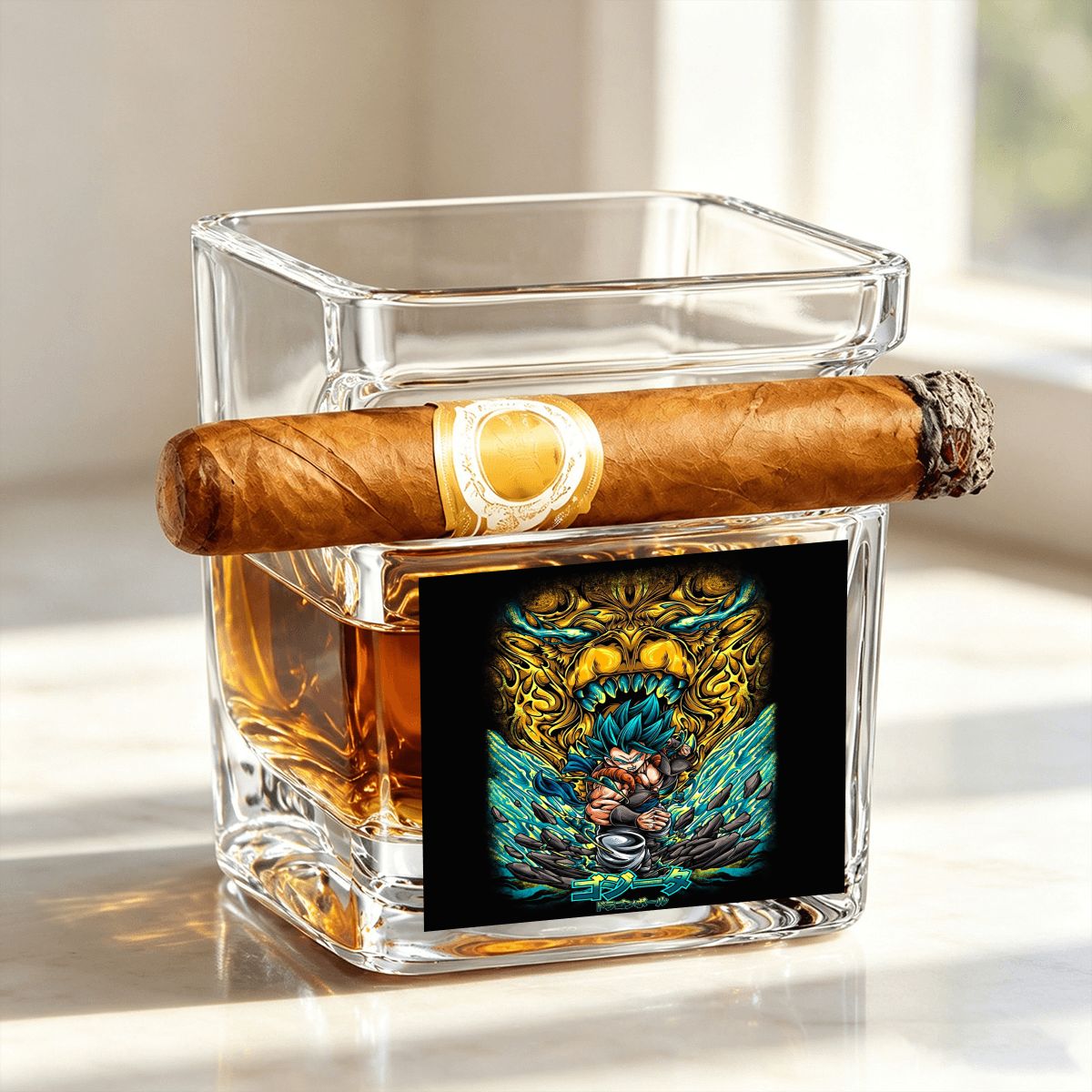 Electric Ascension | Whiskey Glass with Cigar Holder