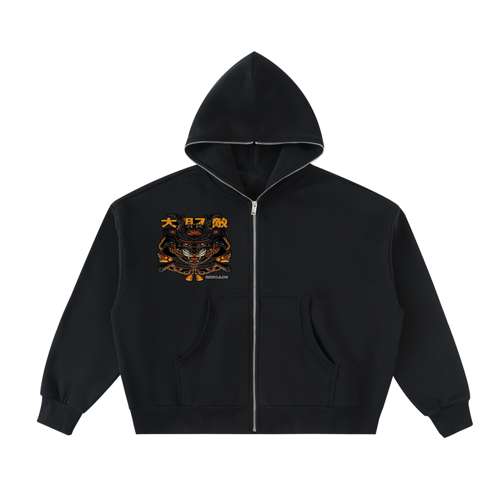 Tiger Shogun | Fleece Full-Zip Boxy Hoodie