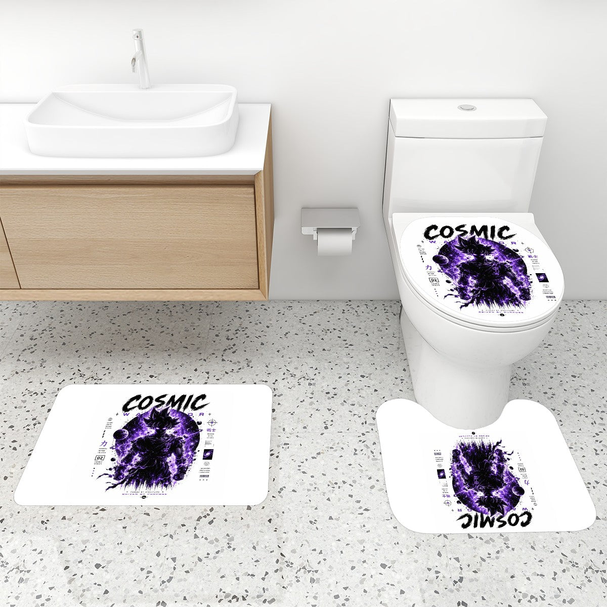 Ghost Bathroom Rugs Set with Shower Curtain 4 pcs