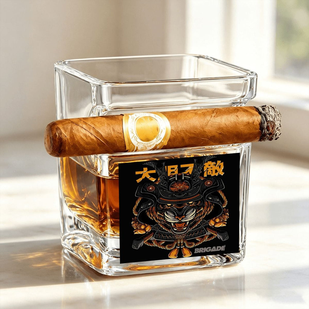 Tiger Shogun | Whiskey Glass with Cigar Holder