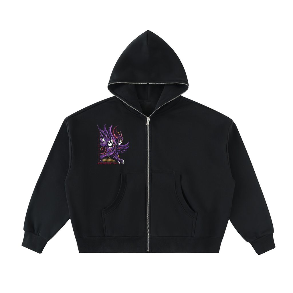 Violet Dark Knight | Fleece Full-Zip Boxy Hoodie