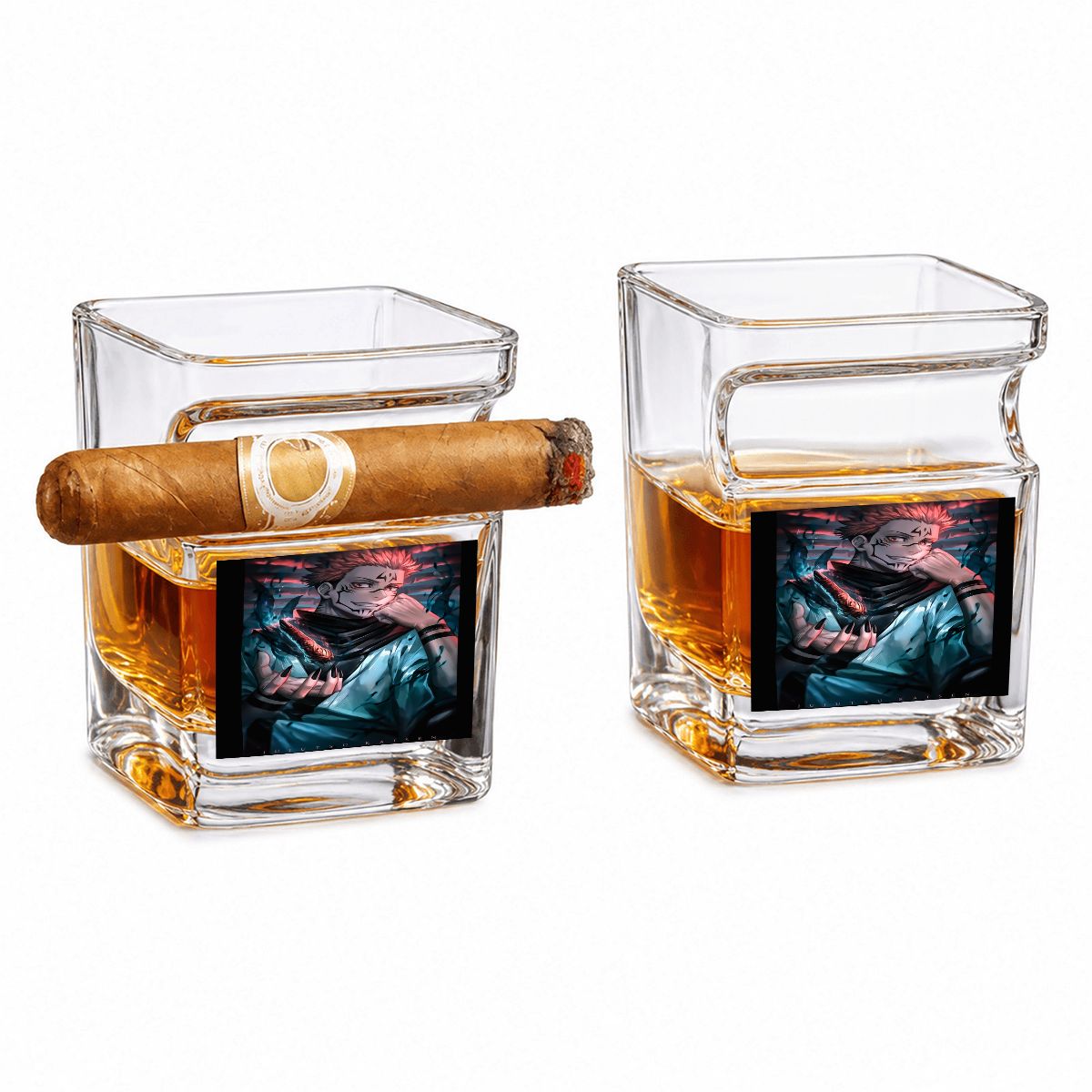 Midnight Curse | Whiskey Glass with Cigar Holder