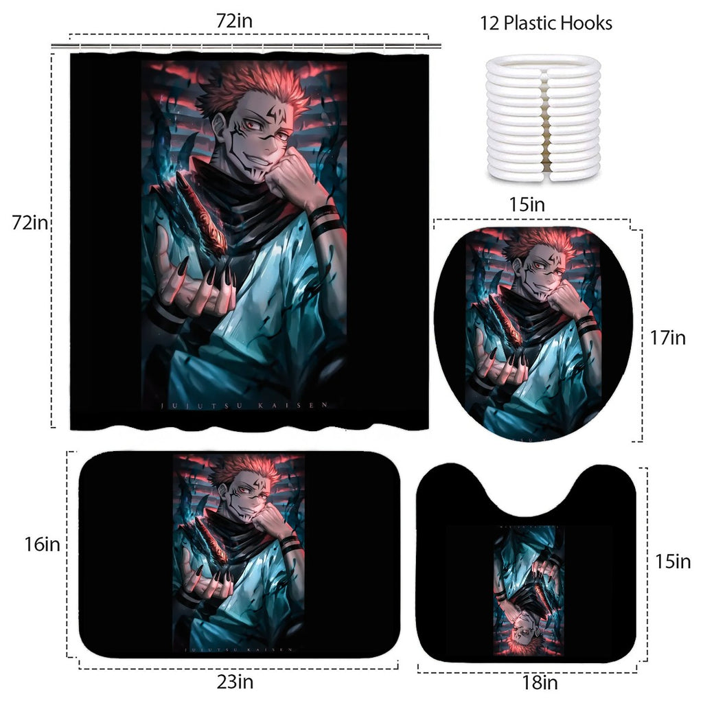 Midnight Curse | 4-Piece Bathroom Set with Shower Curtain
