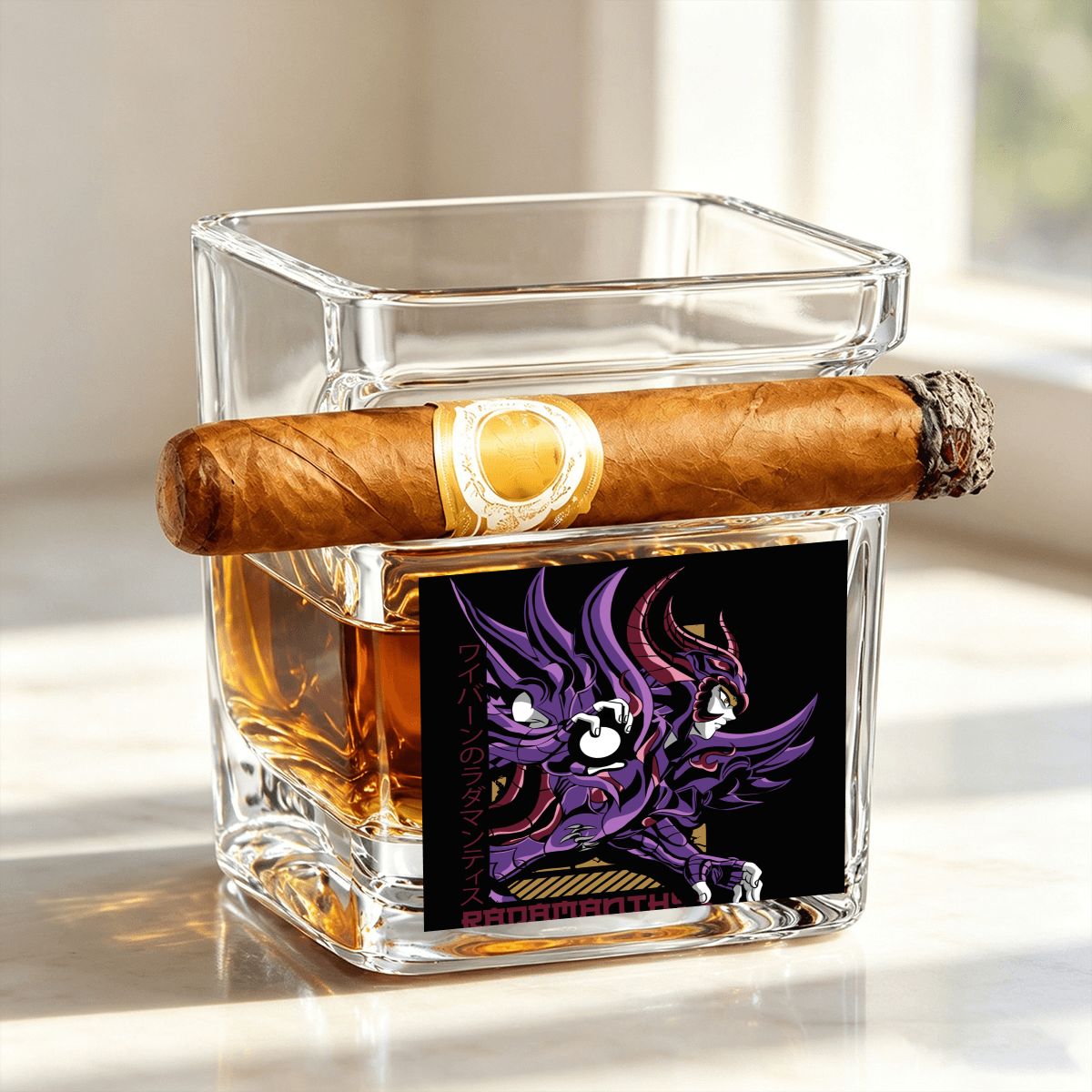 Violet Dark Knight | Whiskey Glass with Cigar Holder