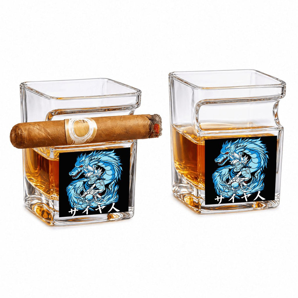 Azure Dragon Power | Whiskey Glass with Cigar Holder