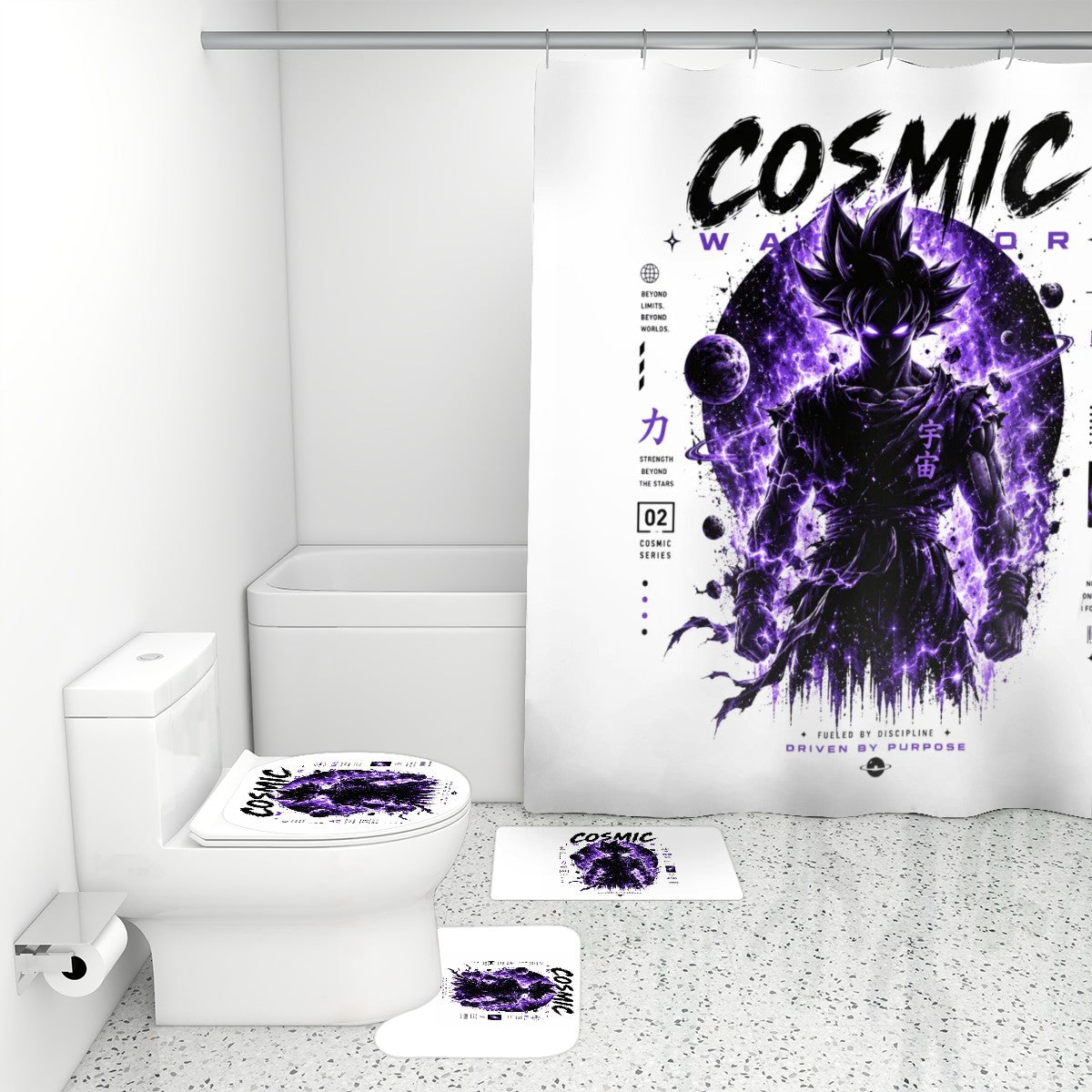 Ghost Bathroom Rugs Set with Shower Curtain 4 pcs