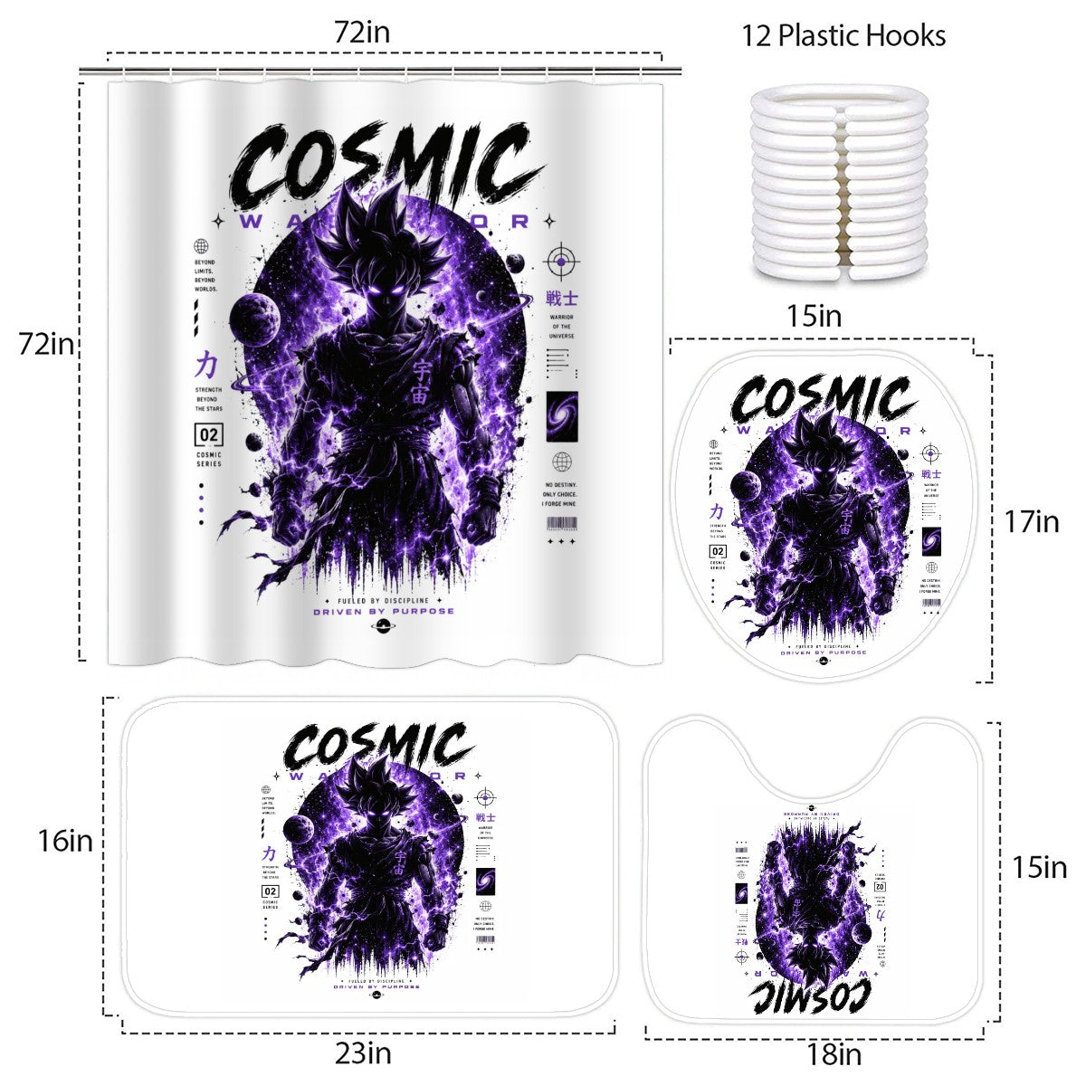 Ghost Bathroom Rugs Set with Shower Curtain 4 pcs