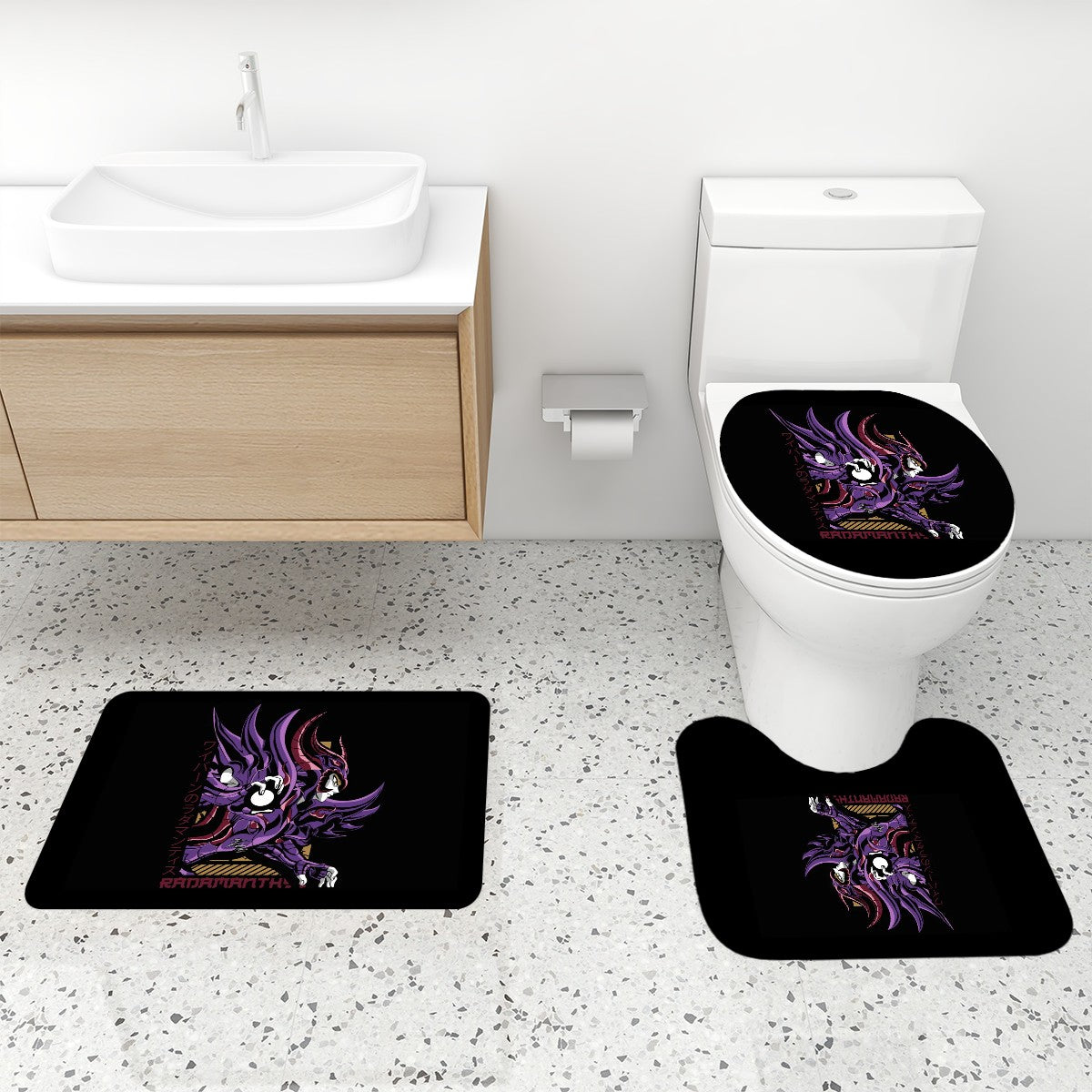 Violet Dark Knight | 4-Piece Bathroom Set with Shower Curtain