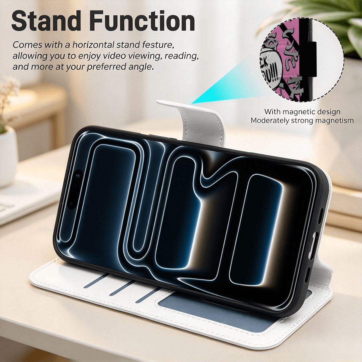 StandOut | Pink Chaos | iPhone 18 Pro Flip Leather Wallet Case