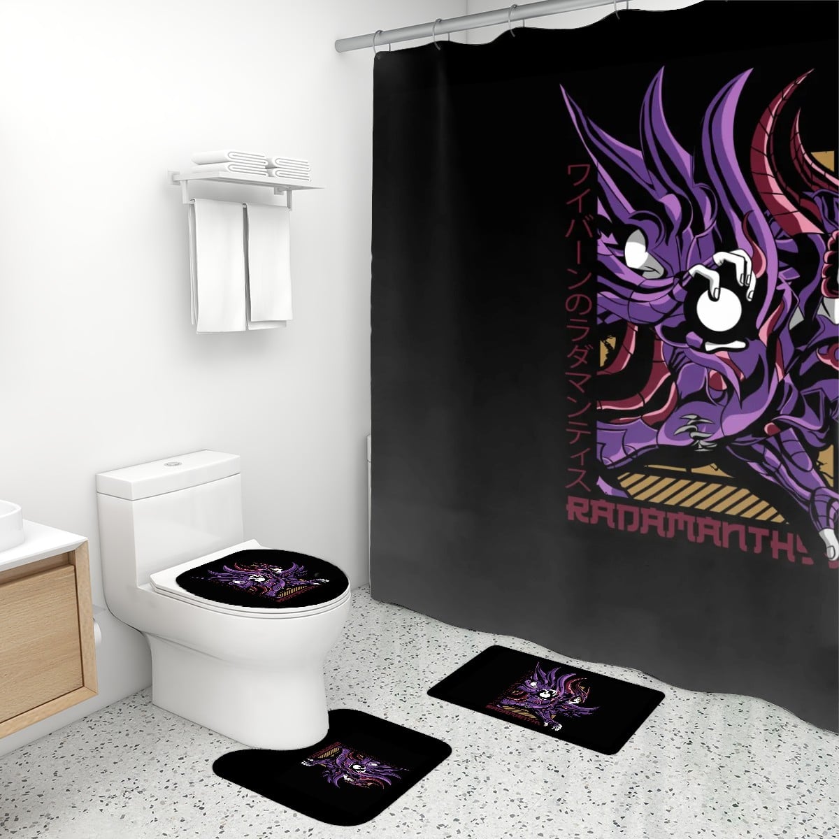 Violet Dark Knight | 4-Piece Bathroom Set with Shower Curtain