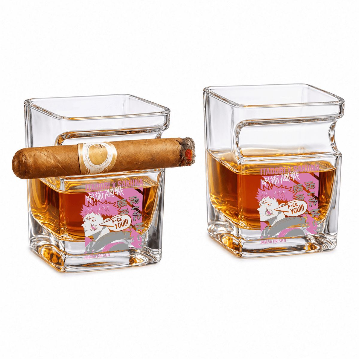Whiskey Glass with Cigar Holder ANIME