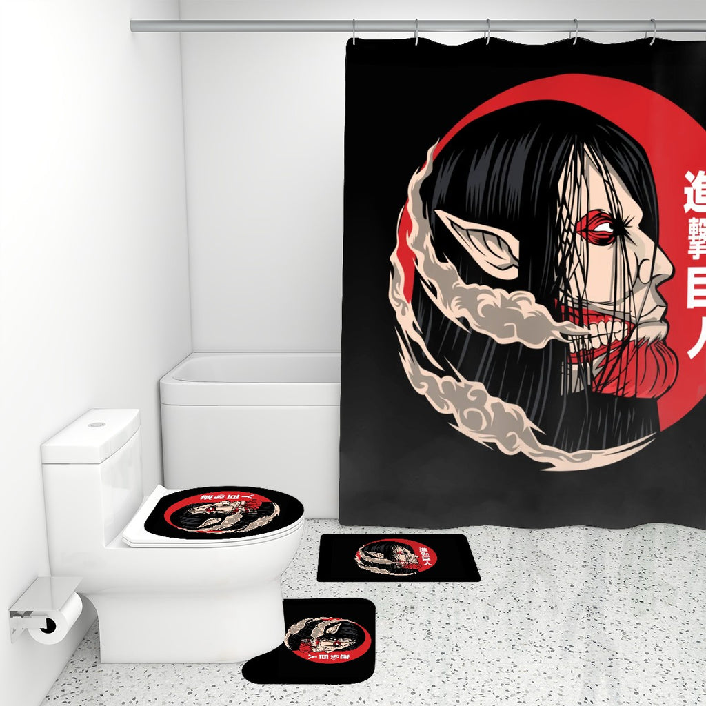 Crimson Titan | 4-Piece Bathroom Set with Shower Curtain