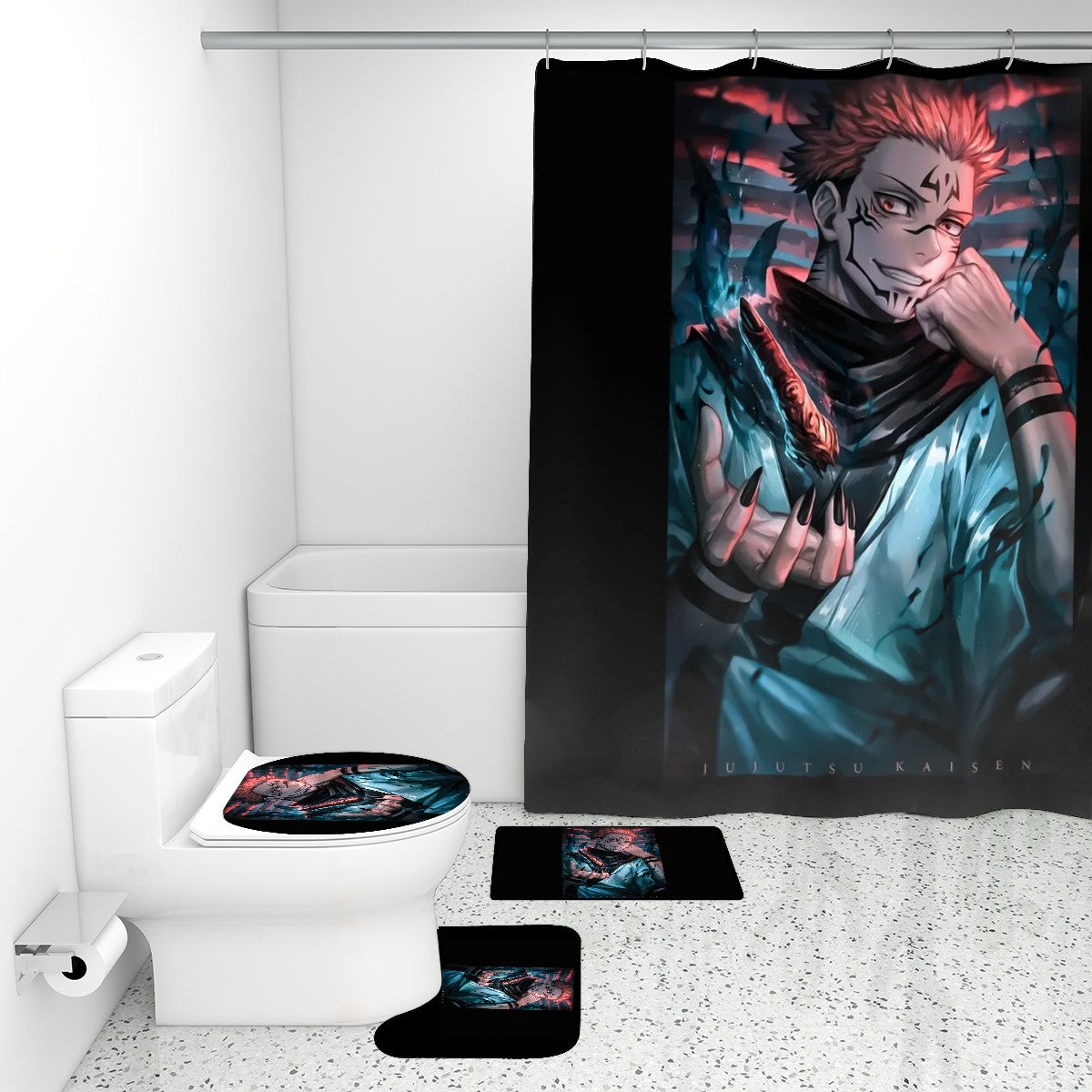 Midnight Curse | 4-Piece Bathroom Set with Shower Curtain