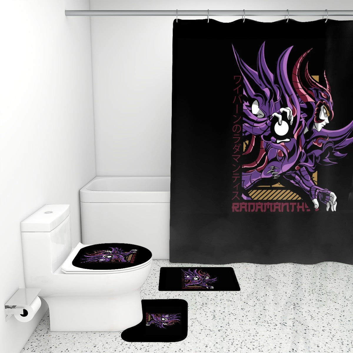 Violet Dark Knight | 4-Piece Bathroom Set with Shower Curtain
