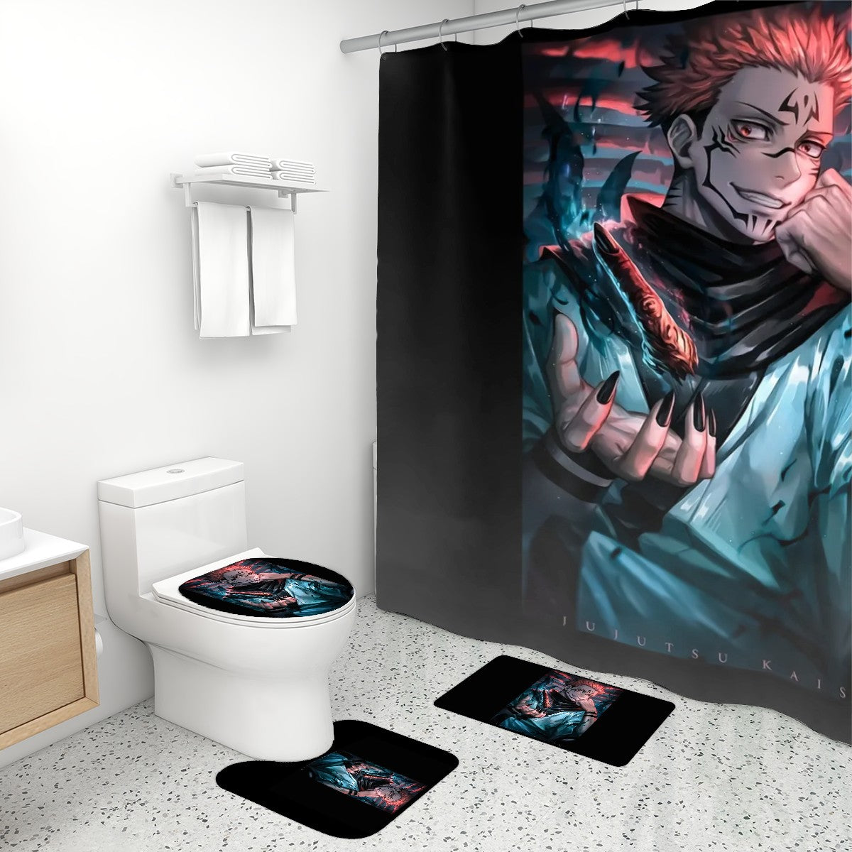 Midnight Curse | 4-Piece Bathroom Set with Shower Curtain