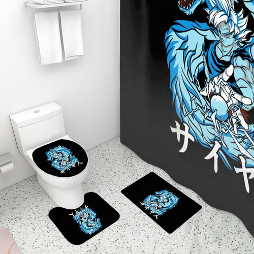 Azure Dragon Power | 4-Piece Bathroom Set with Shower Curtain