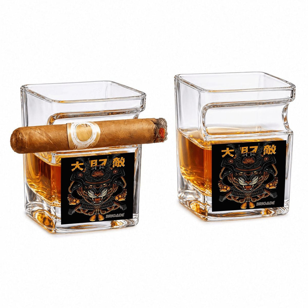 Tiger Shogun | Whiskey Glass with Cigar Holder