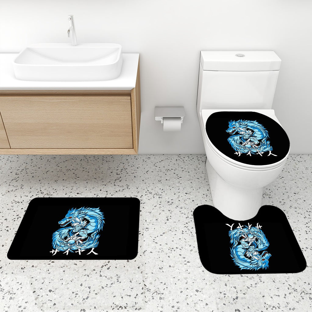 Azure Dragon Power | 4-Piece Bathroom Set with Shower Curtain