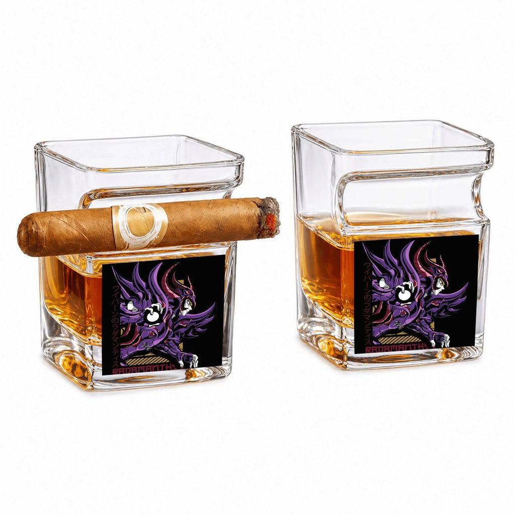 Violet Dark Knight | Whiskey Glass with Cigar Holder