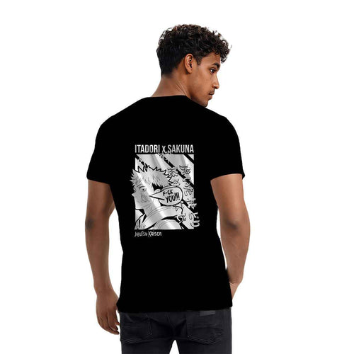 ANIME black and white Unisex Cotton T-shirt