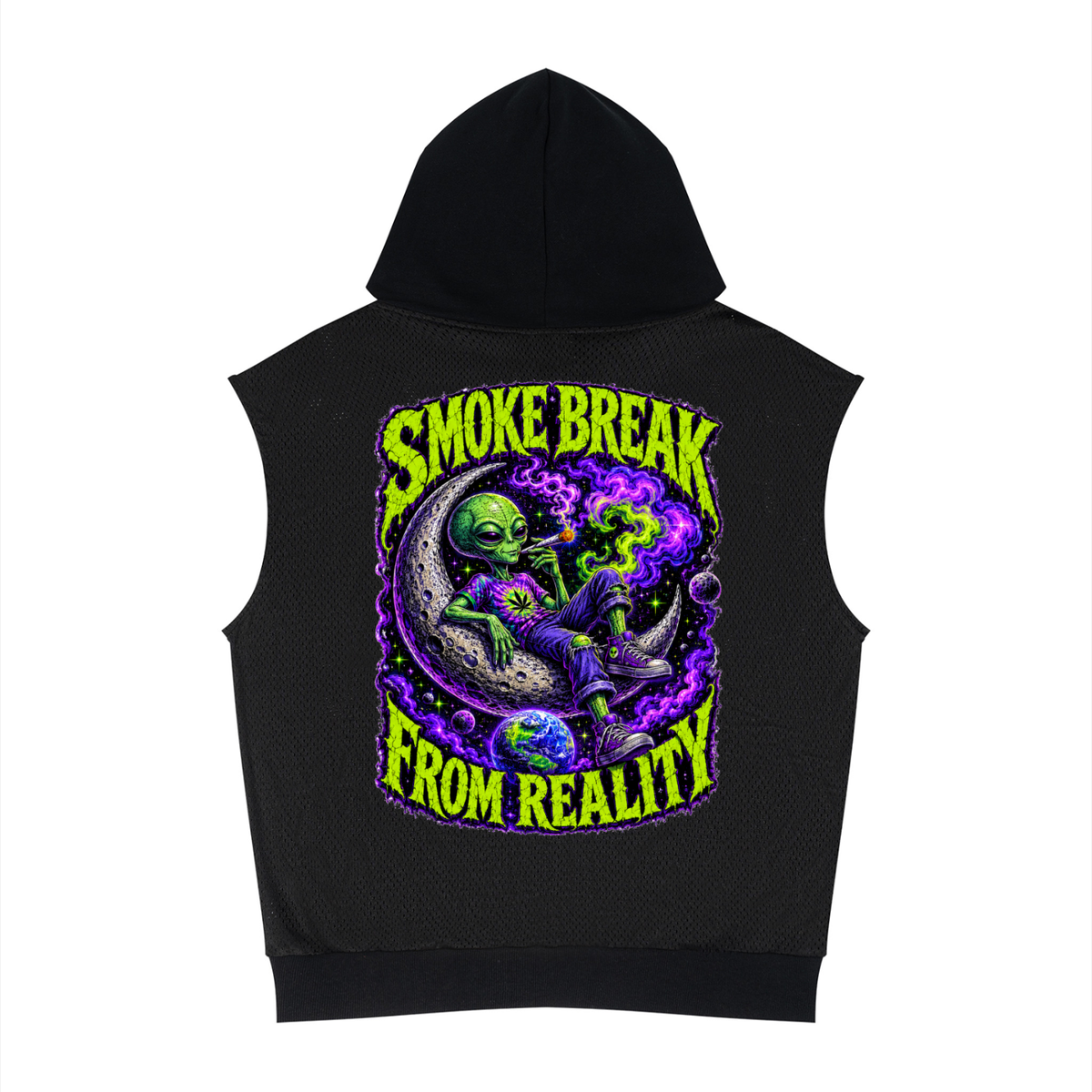 Unisex Panel Mesh Sleeveless Hoodie - Standout