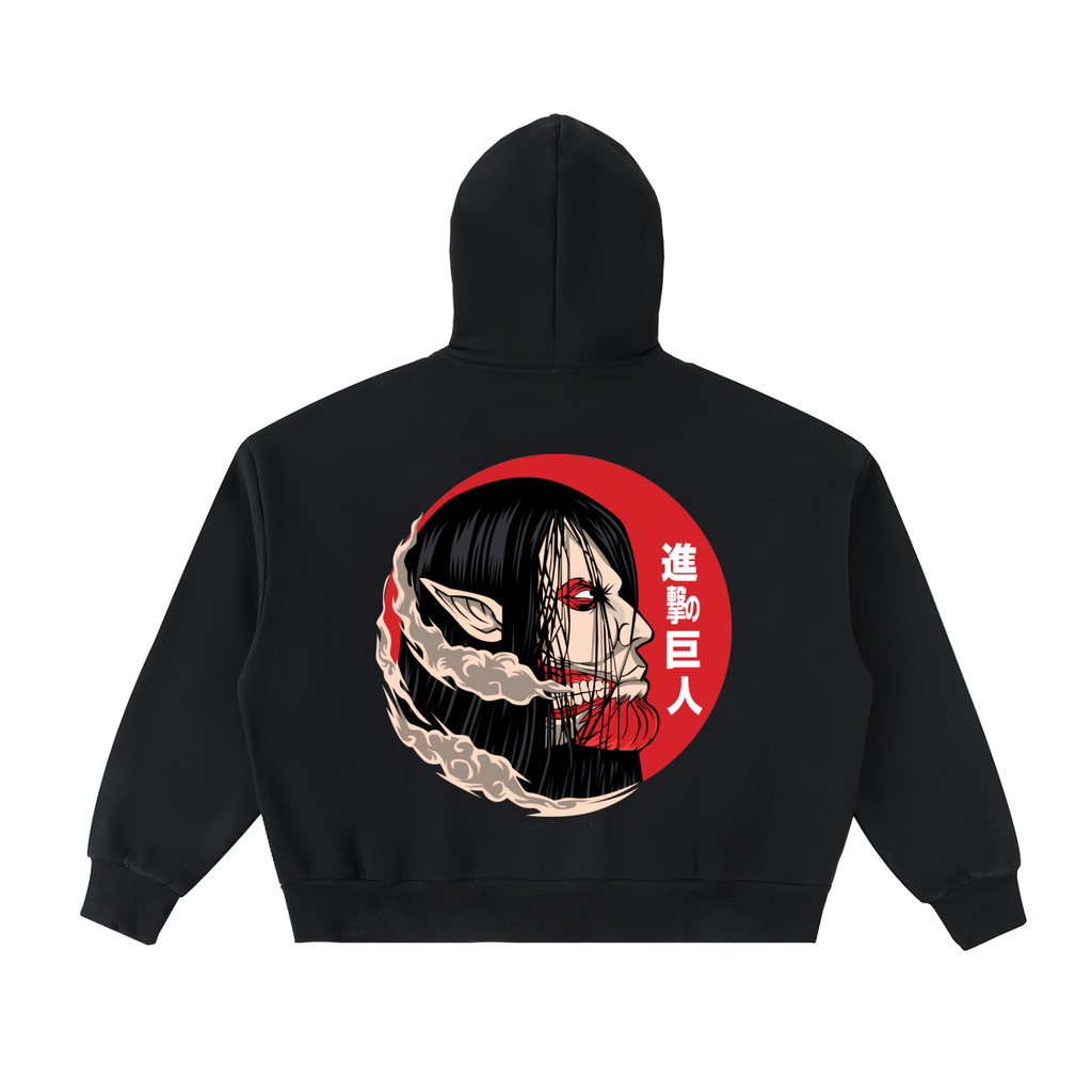Crimson Titan | Fleece Full-Zip Boxy Hoodie