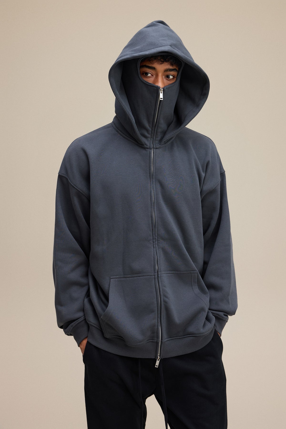 Demon slayers Men’s Trendy Fleece Zip-Up Windproof Face-Mask Hoodie - Standout