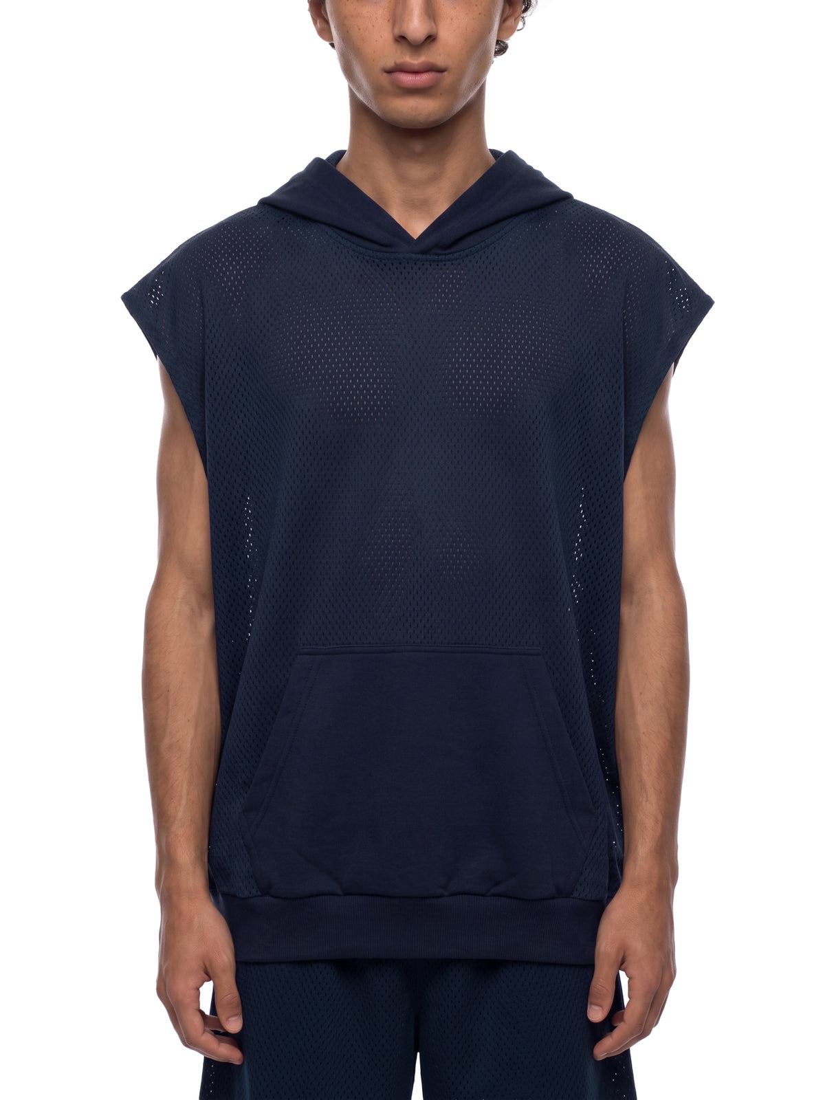 Unisex Panel Mesh Sleeveless Hoodie - Standout